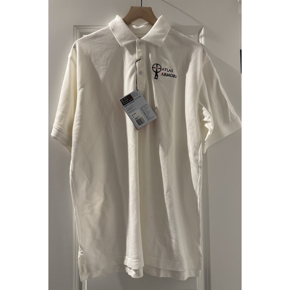 11 Tactical Professional Polo Shirt Large White Atlas Armory NWT 100% Cotton